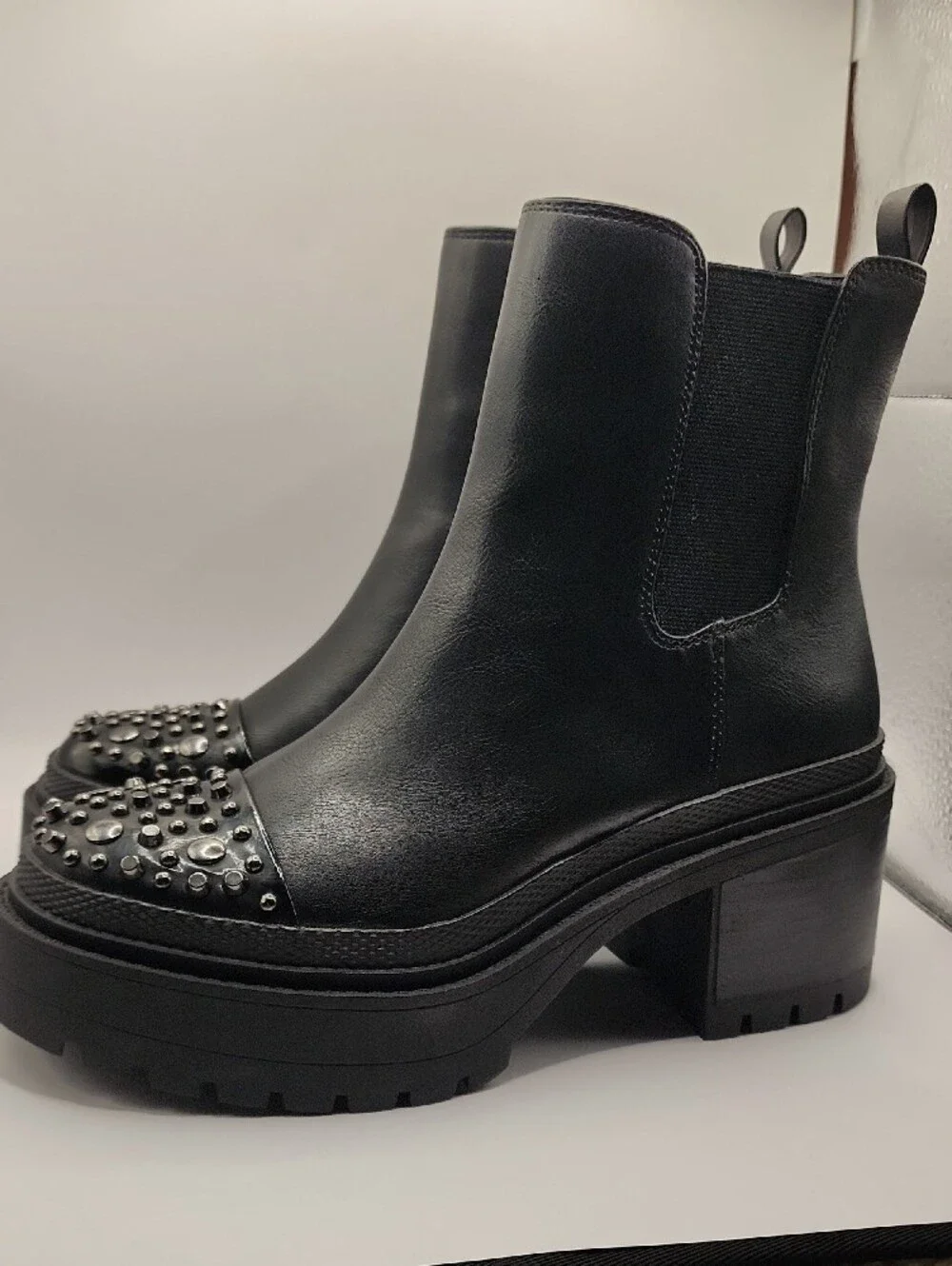 Jessica Simpson Black Studded Chelsea Platform Booties